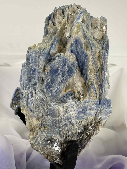 Blue Kyanite With Quartz On Metal Stand Kyanite
