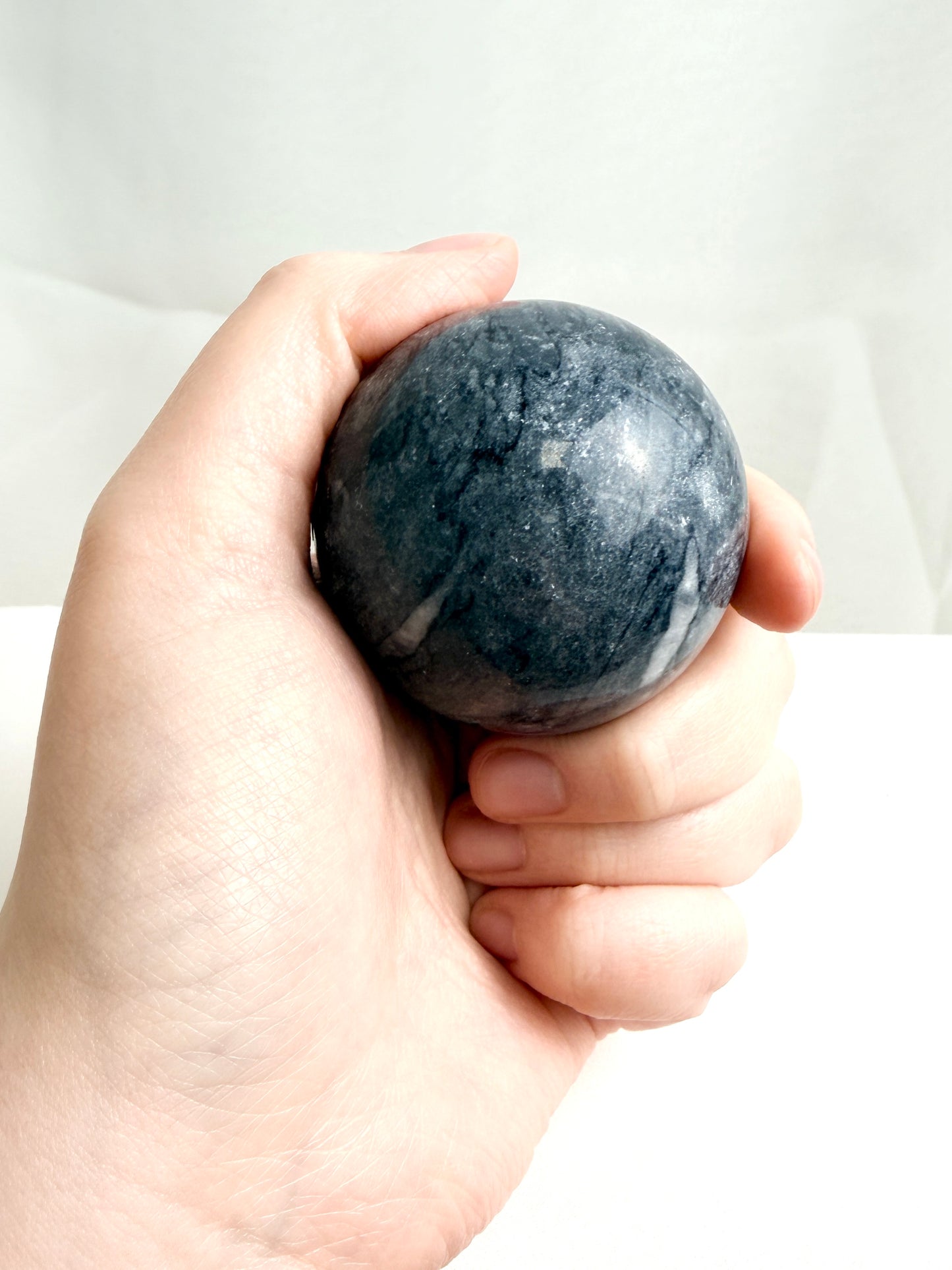 Natural Black Marble Crystal Sphere - Pakistan - 51mm (#2)
