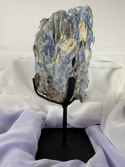 Blue Kyanite With Quartz On Metal Stand Kyanite