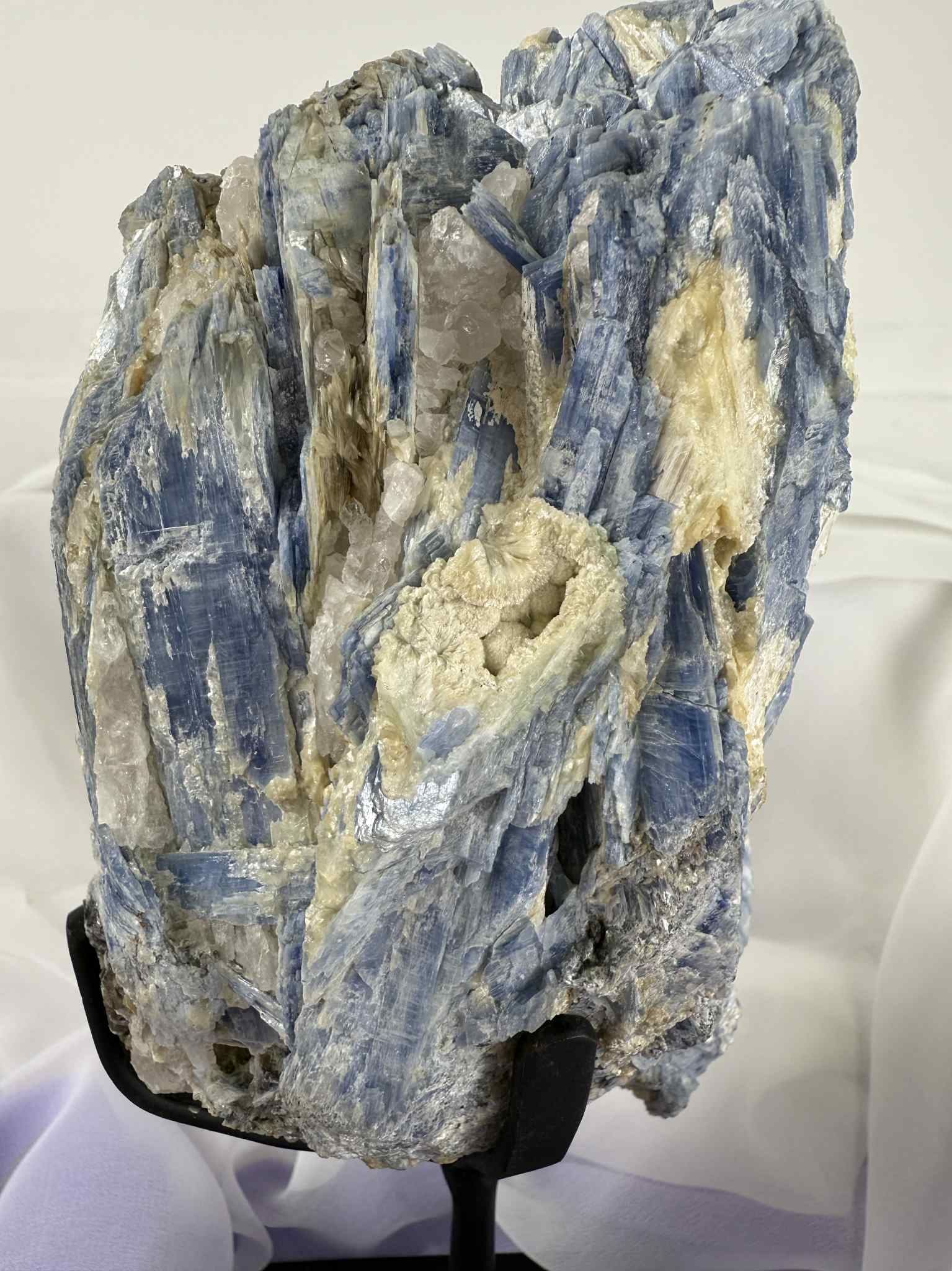 Blue Kyanite With Quartz On Metal Stand Kyanite