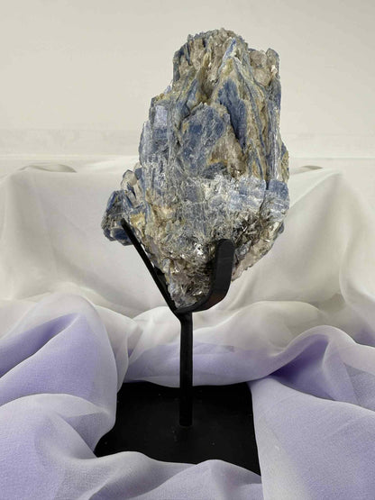 Blue Kyanite With Quartz On Metal Stand Kyanite