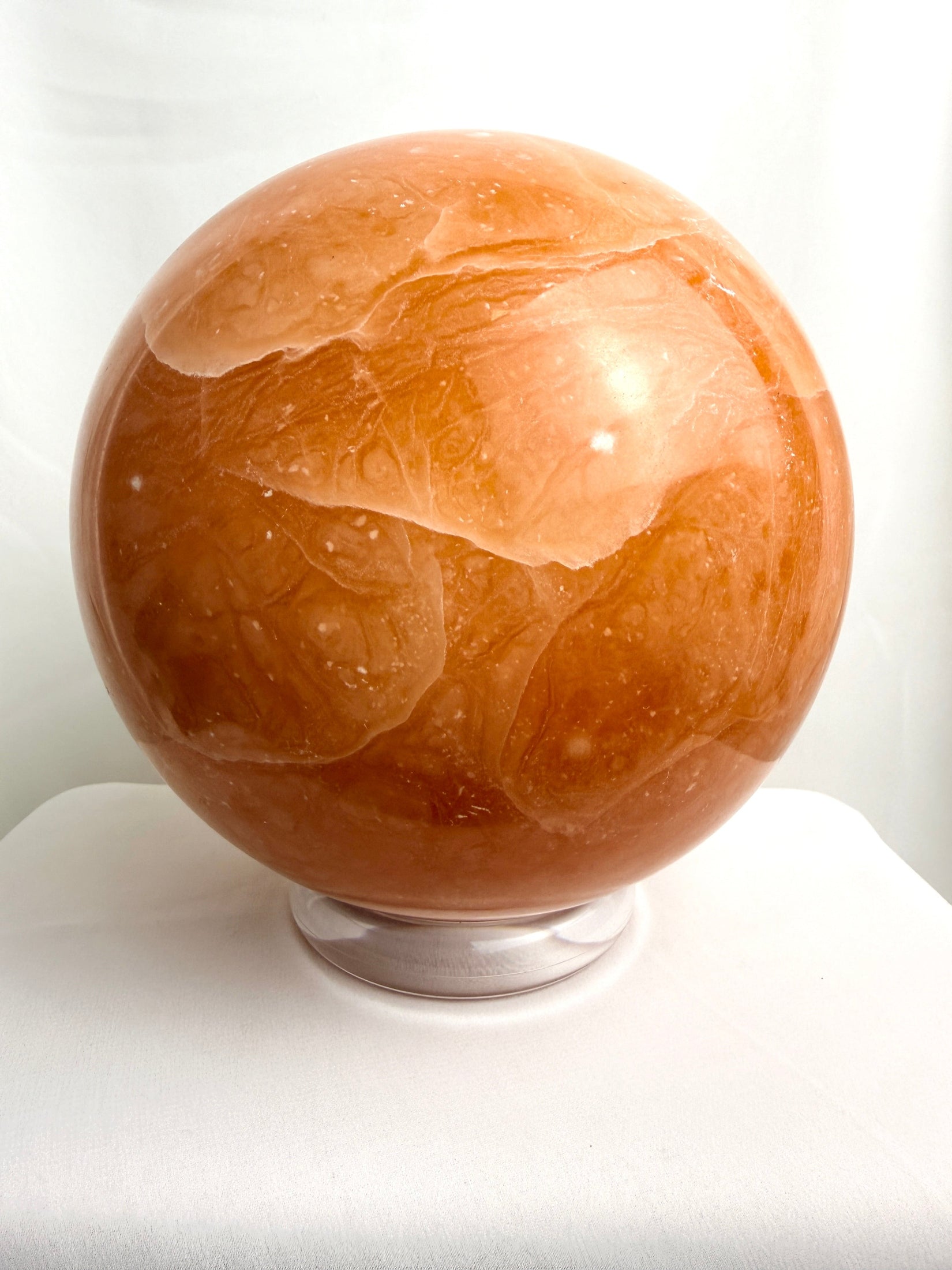 Extra Large Peach Calcite Crystal Sphere