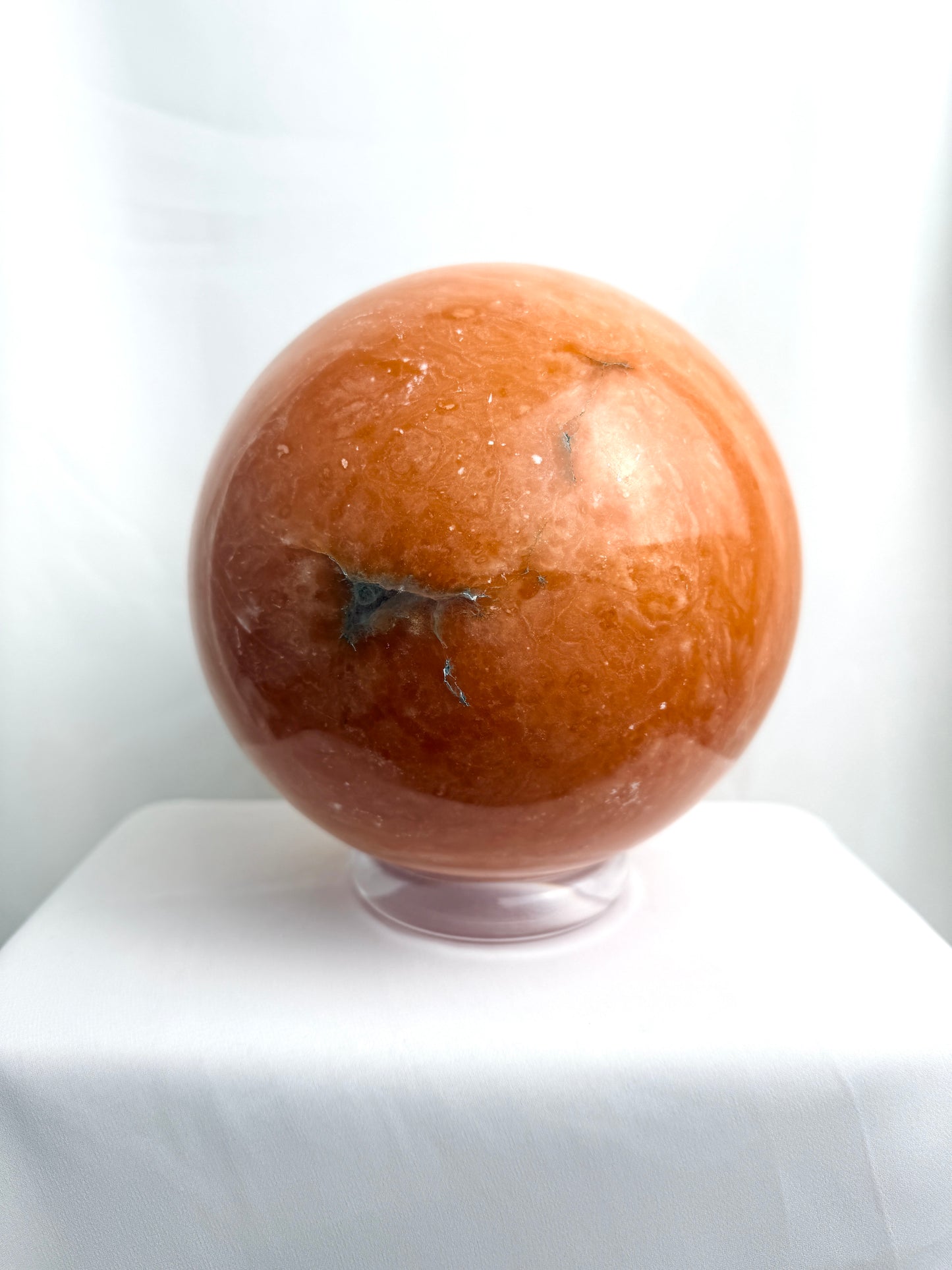 Extra Large Peach Calcite Crystal Sphere - Madagascar - 5.06kg