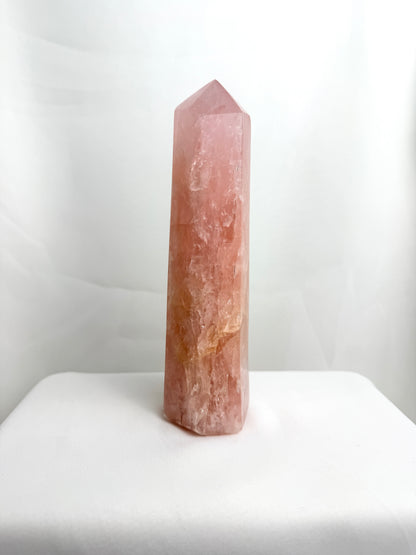 Natural Rose Quartz Crystal Tower - Madagascar - 0.69kg