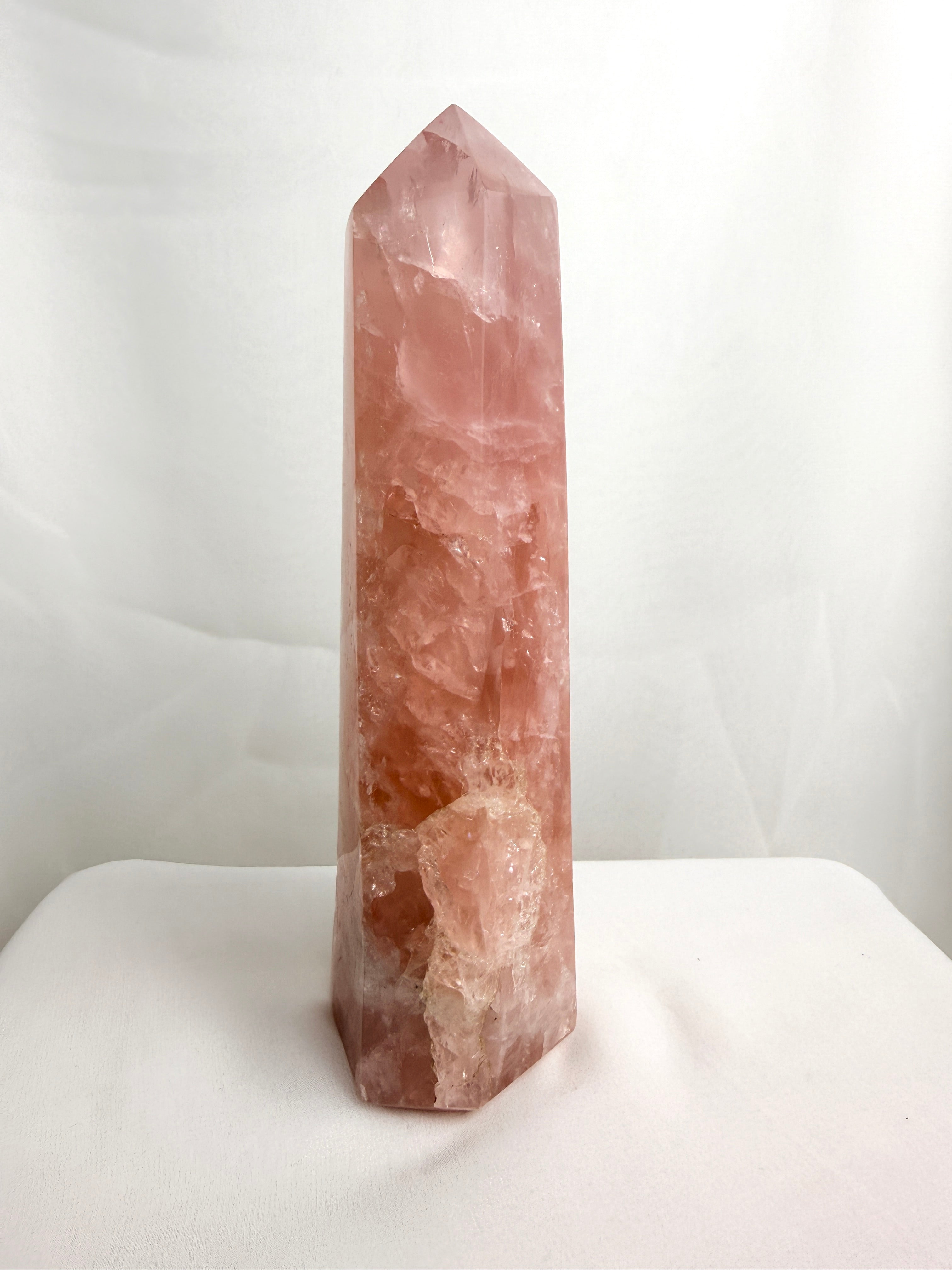 Natural Rose Quartz Crystal Tower