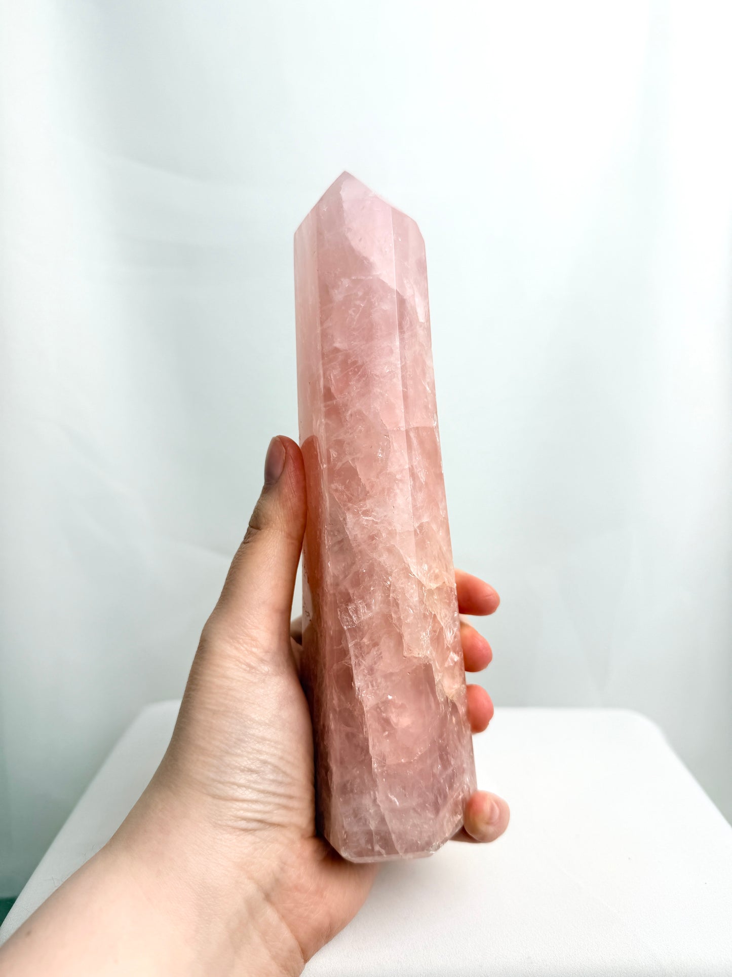 Natural Rose Quartz Crystal Tower - Madagascar - 0.69kg
