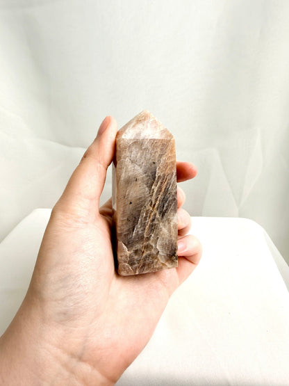 Natural Sunstone Moonstone Crystal Tower - India - 0.15kg