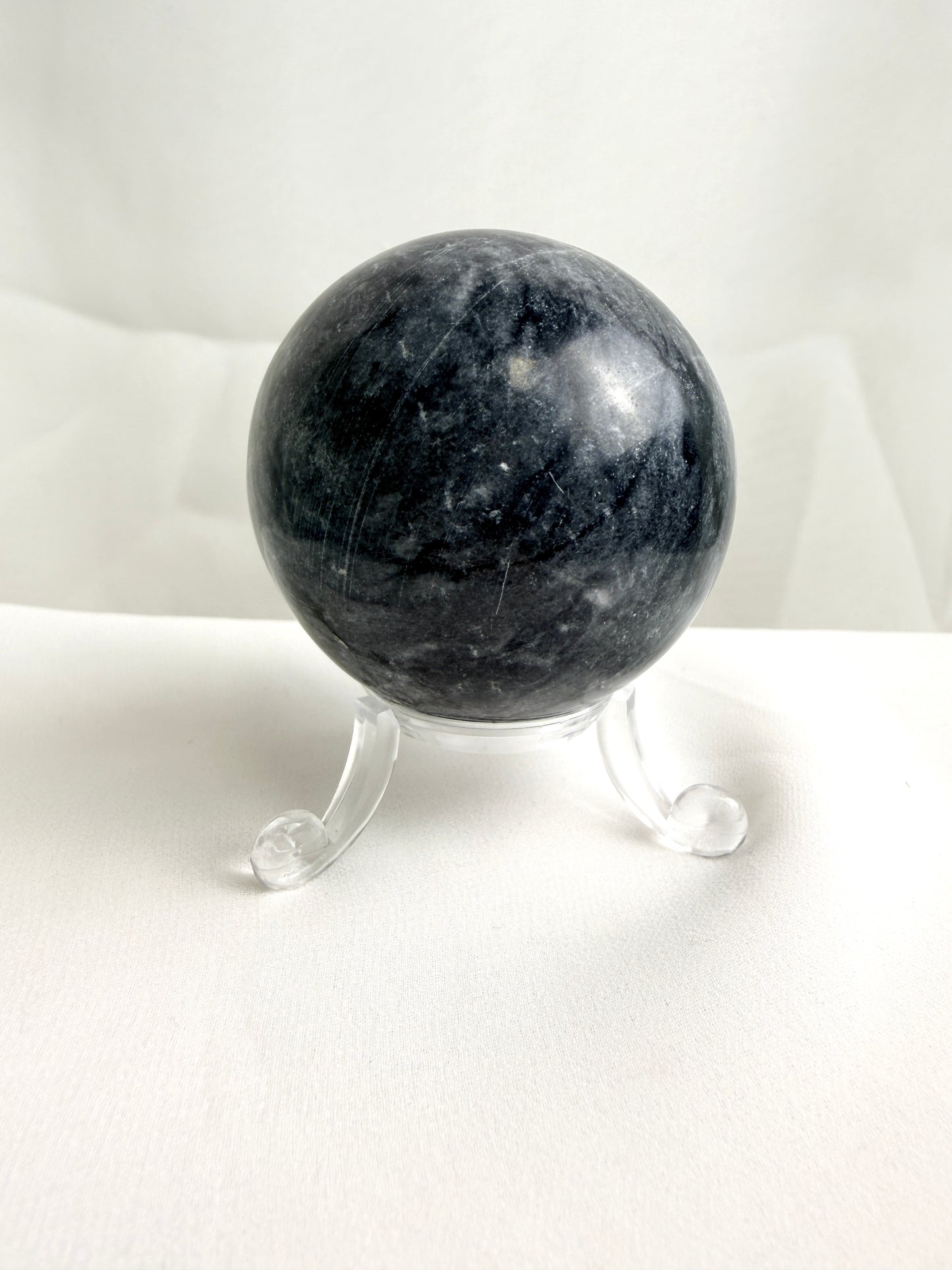Natural Black Marble Crystal Sphere - Pakistan - 54mm (#1)