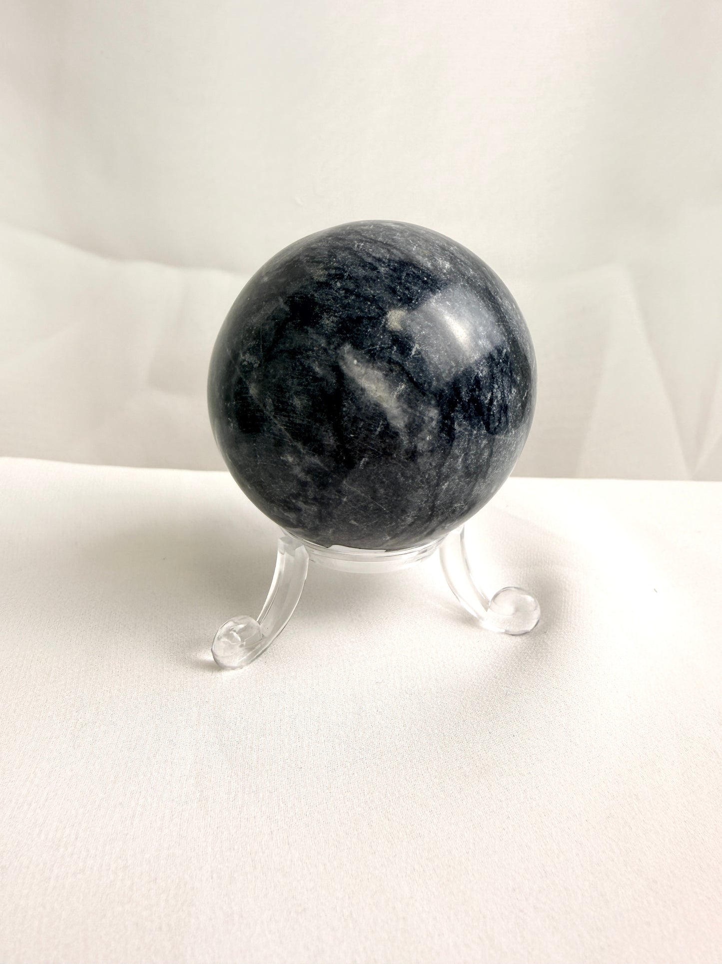 Natural Black Marble Crystal Sphere - Pakistan - 54mm (#1)