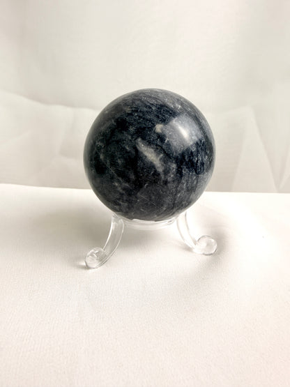 Natural Black Marble Crystal Sphere - Pakistan - 54mm (#1)