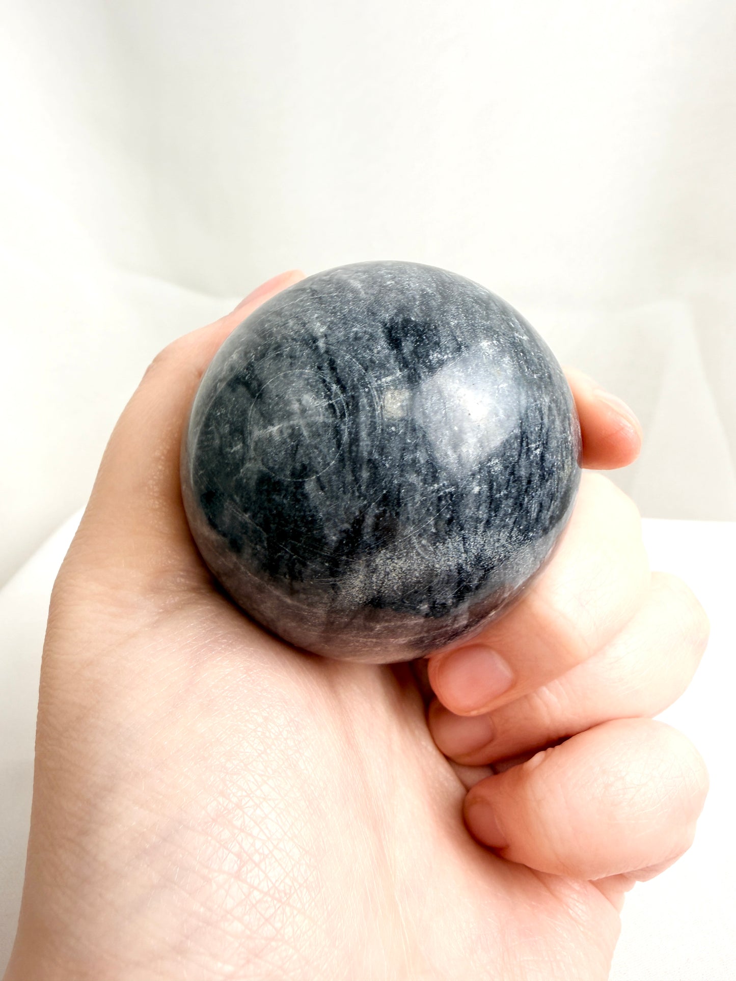Natural Black Marble Crystal Sphere - Pakistan - 54mm (#1)