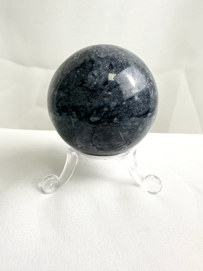 Natural Black Marble Crystal Sphere - Pakistan - 51mm (#2)