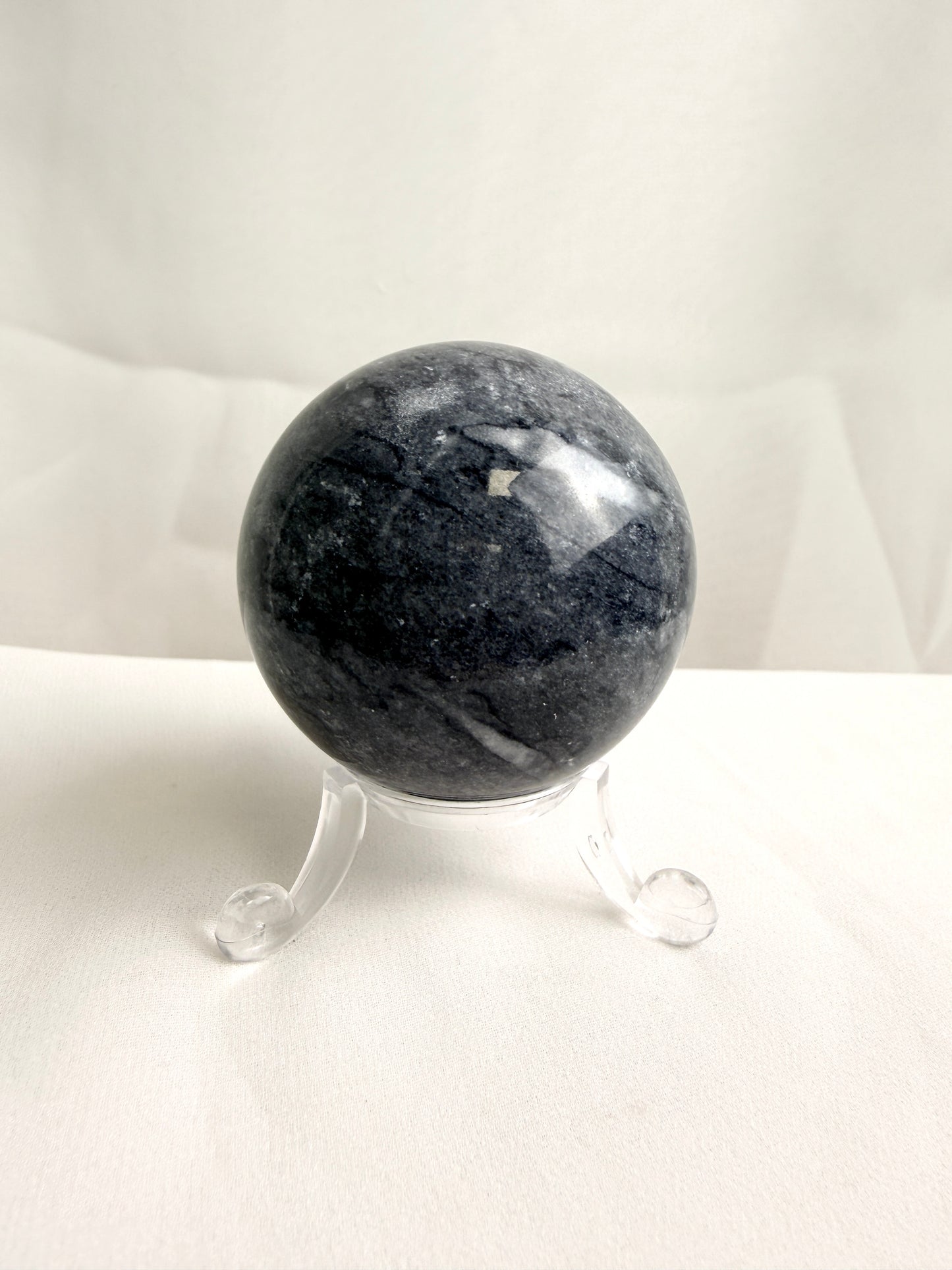 Natural Black Marble Crystal Sphere - Pakistan - 51mm (#2)