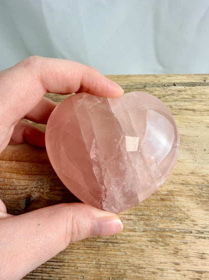 Natural Rose Quartz Crystal Heart - Madagascar - Randomly Chosen