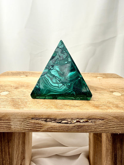 Natural Malachite Pyramid - Democratic Republic of the Congo - 0.30kg