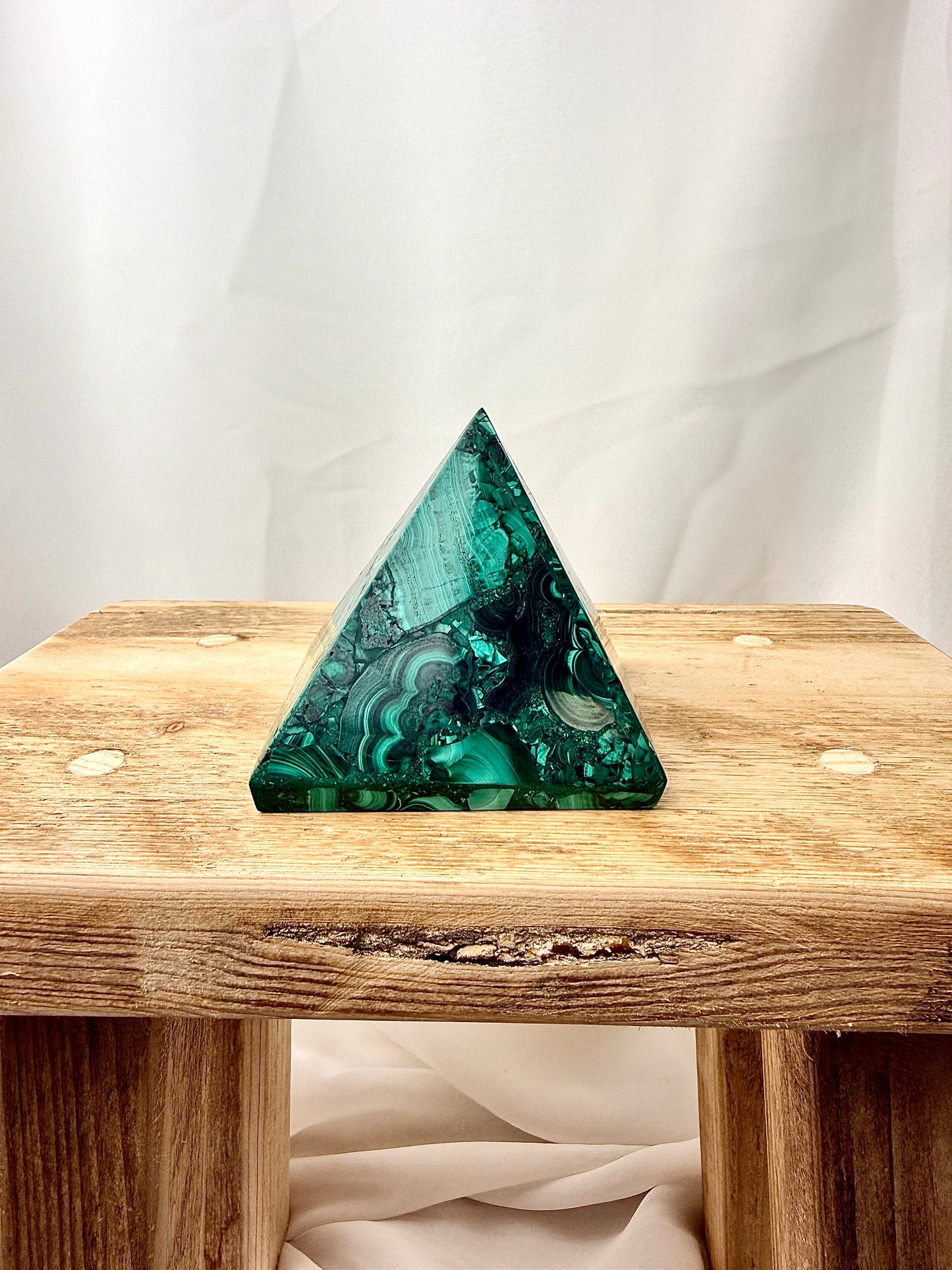 Natural Malachite Pyramid - Democratic Republic of the Congo - 0.30kg