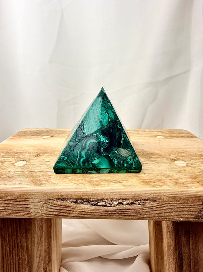 Natural Malachite Pyramid - Democratic Republic of the Congo - 0.30kg