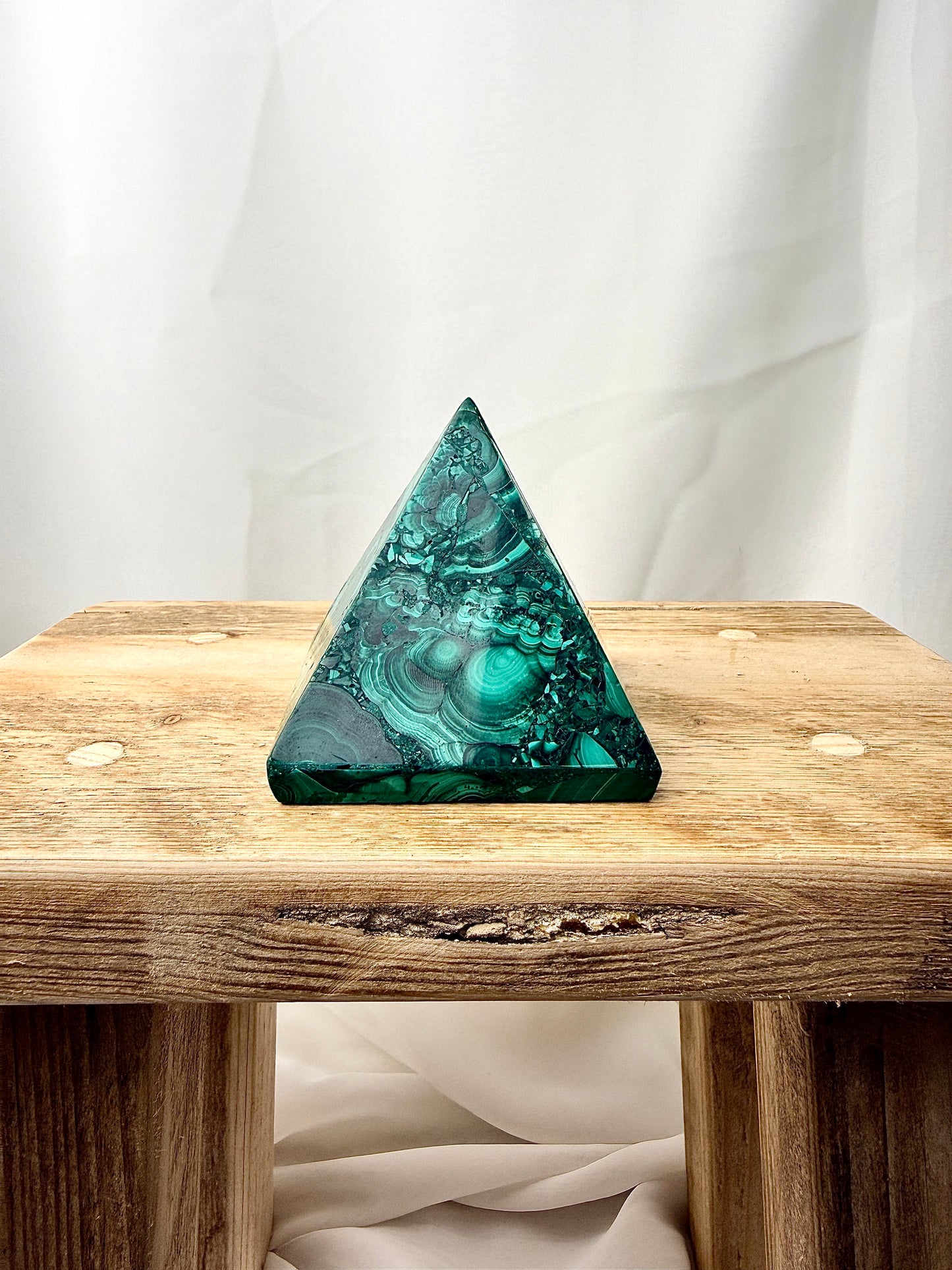 Natural Malachite Pyramid - Democratic Republic of the Congo - 0.30kg