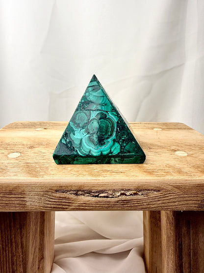 Natural Malachite Pyramid - Democratic Republic of the Congo - 0.30kg