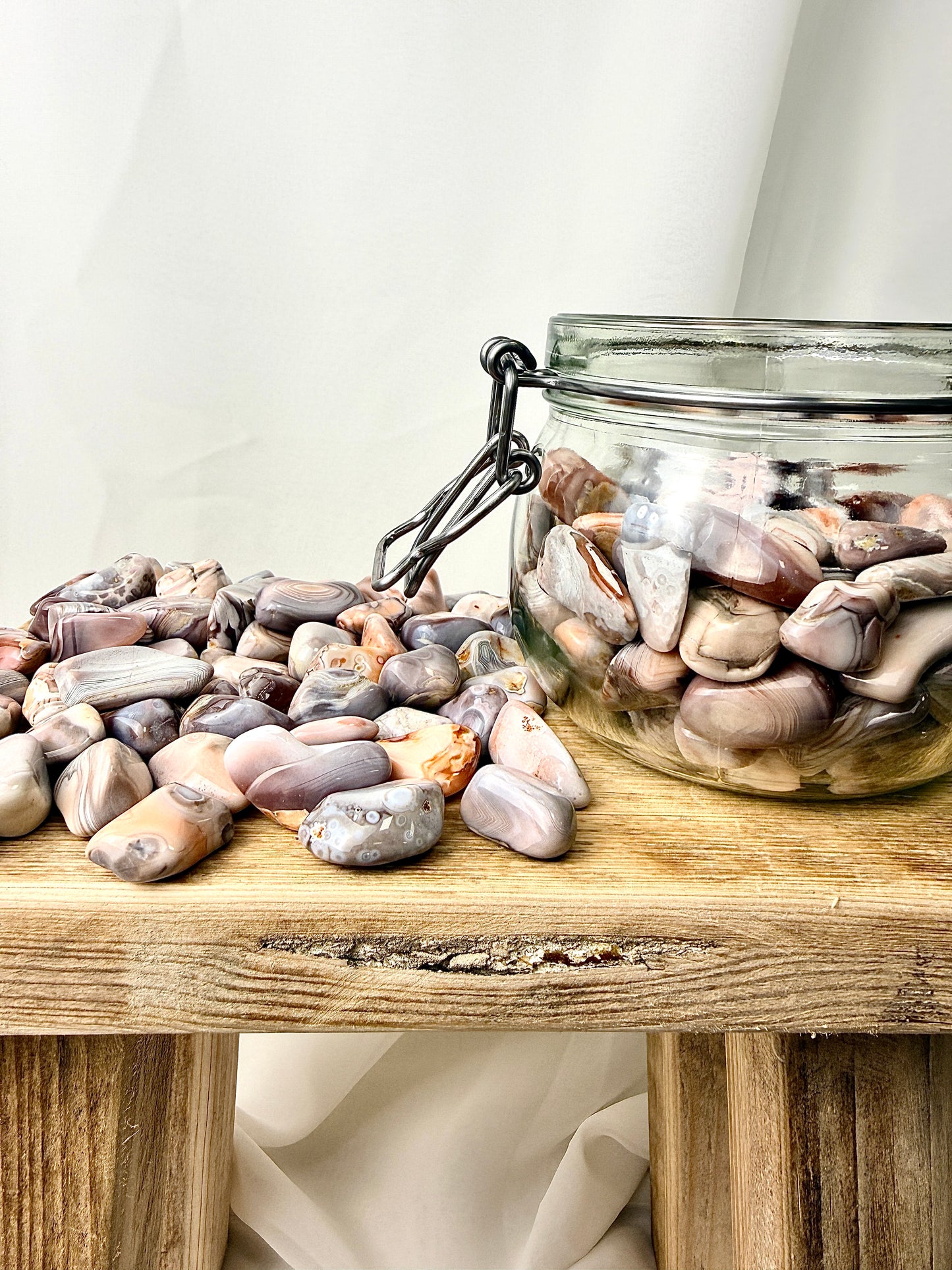 Pink Banded Agate Tumblestone - Botswana - 15-20mm