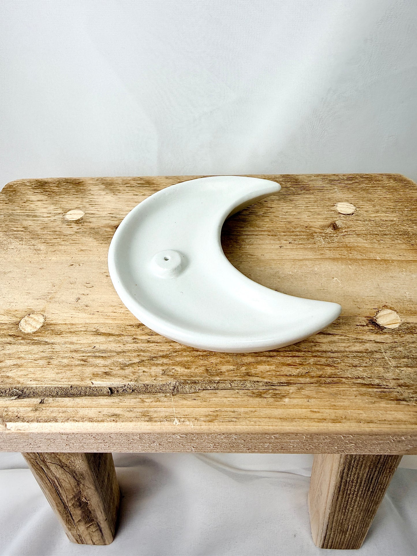White Crescent Moon Incense Stick Holder