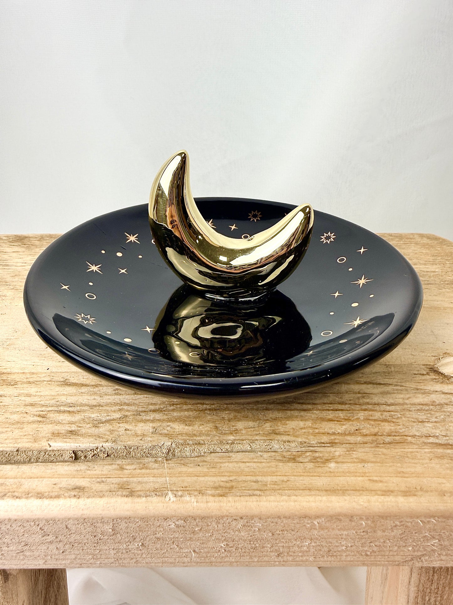 Gold Crescent Moon Incense Stick Holder