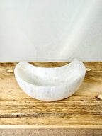 Satin Spar Moon Bowl - Selenite Crescent Trinket Dish