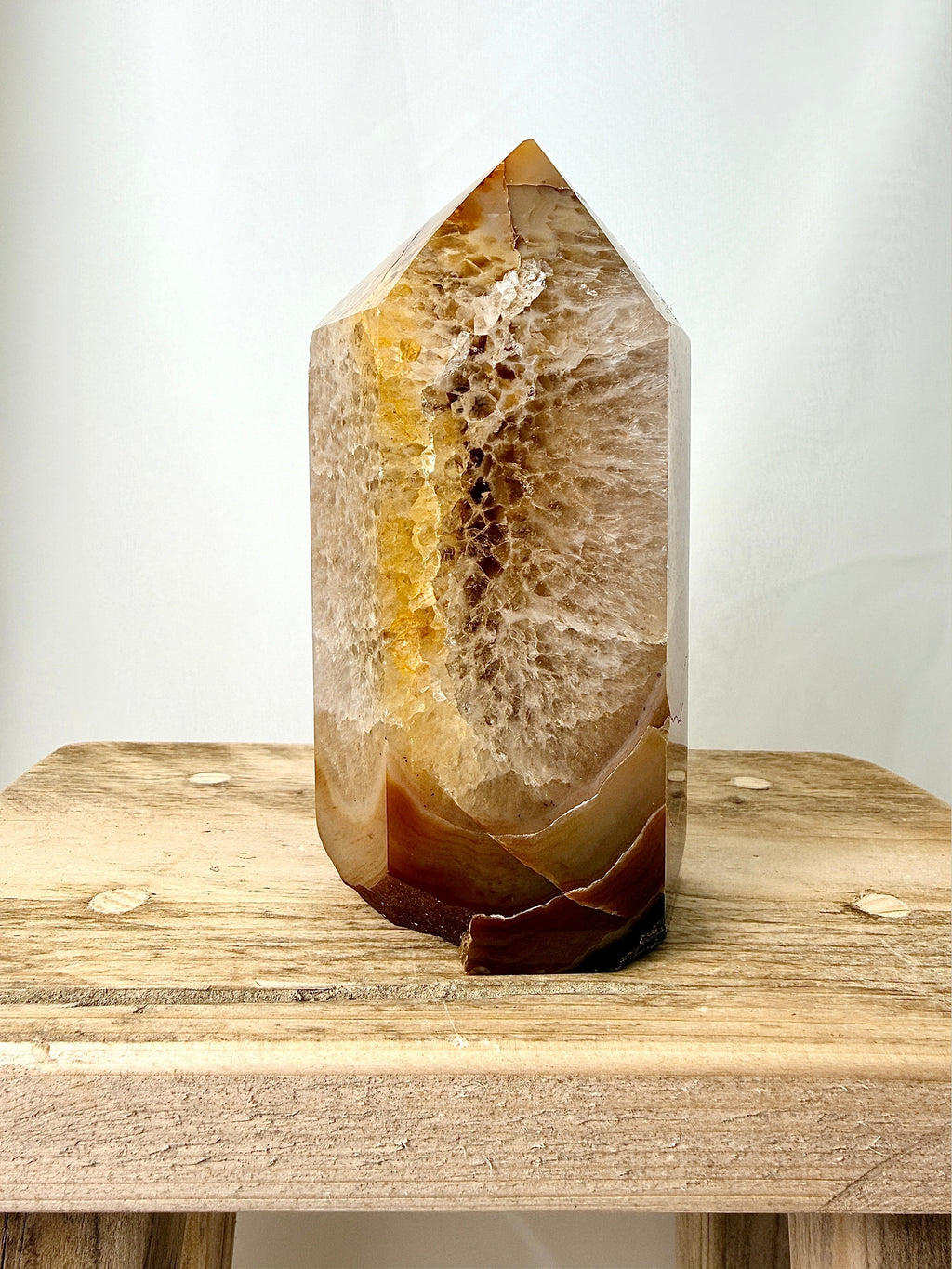 Brown Orange Agate Point - Polished Druzy Crystal Tower (#1)