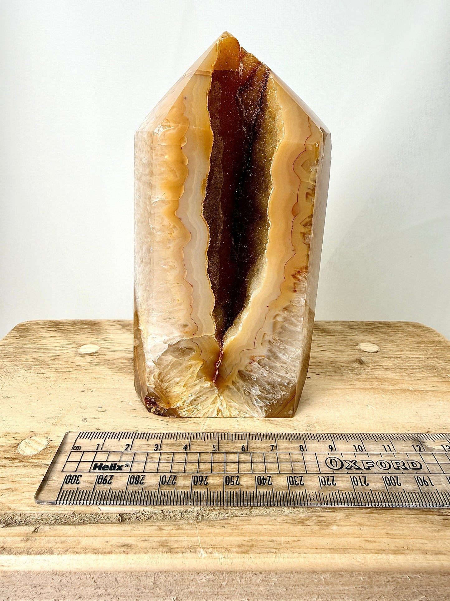 Brown Orange Agate Point - Polished Druzy Crystal Tower - 0.83kg - Brazil (#1)