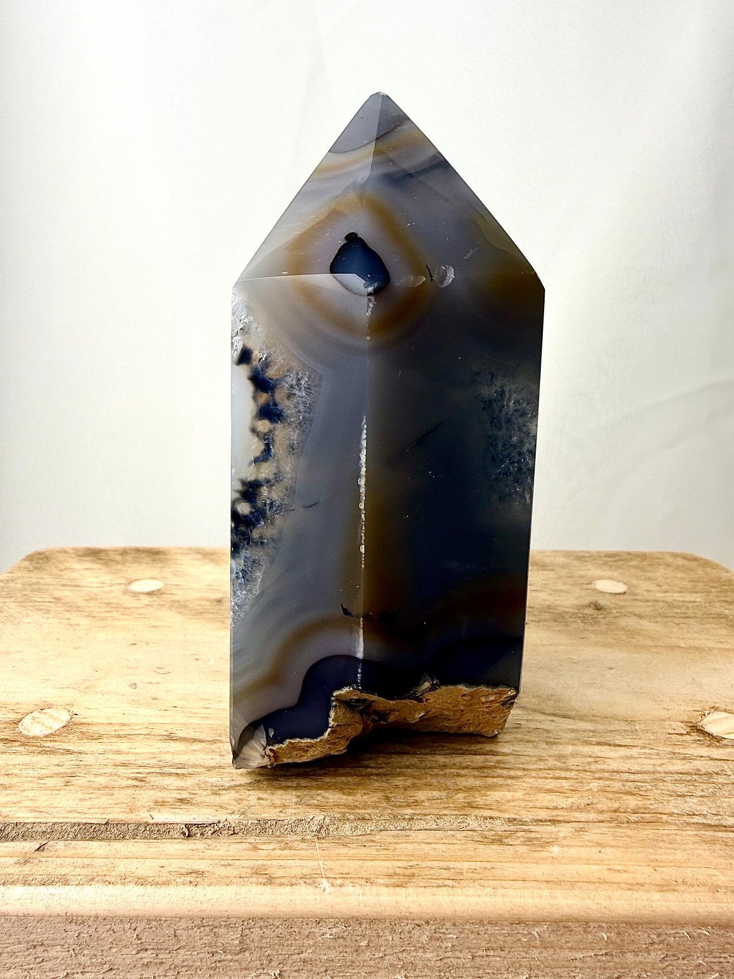 Grey Agate Point - Polished Druzy Crystal Tower - 0.77kg - Brazil (#2)