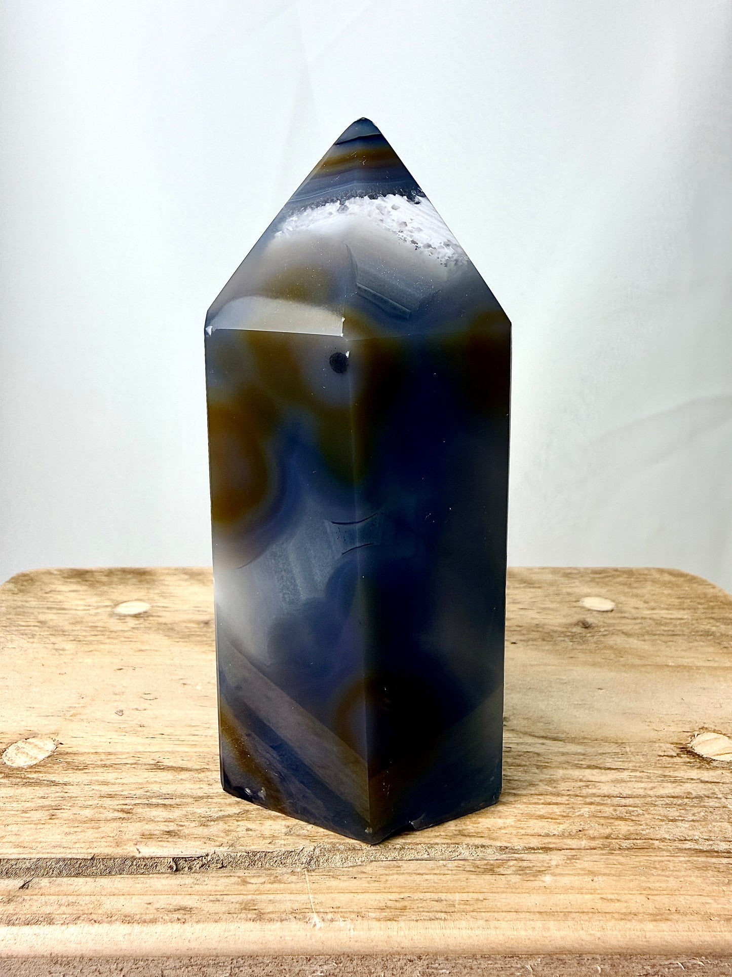 Grey Agate Point - Polished Druzy Crystal Tower - 0.77kg - Brazil (#2)