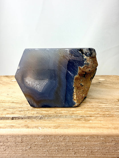 Grey Agate Point - Polished Druzy Crystal Tower - 0.77kg - Brazil (#2)