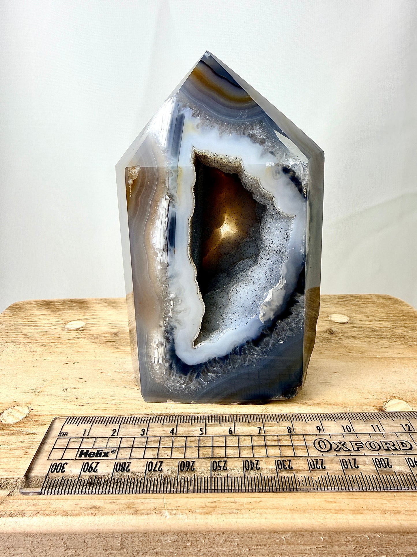 Grey Agate Point - Polished Druzy Crystal Tower - 0.77kg - Brazil (#2)