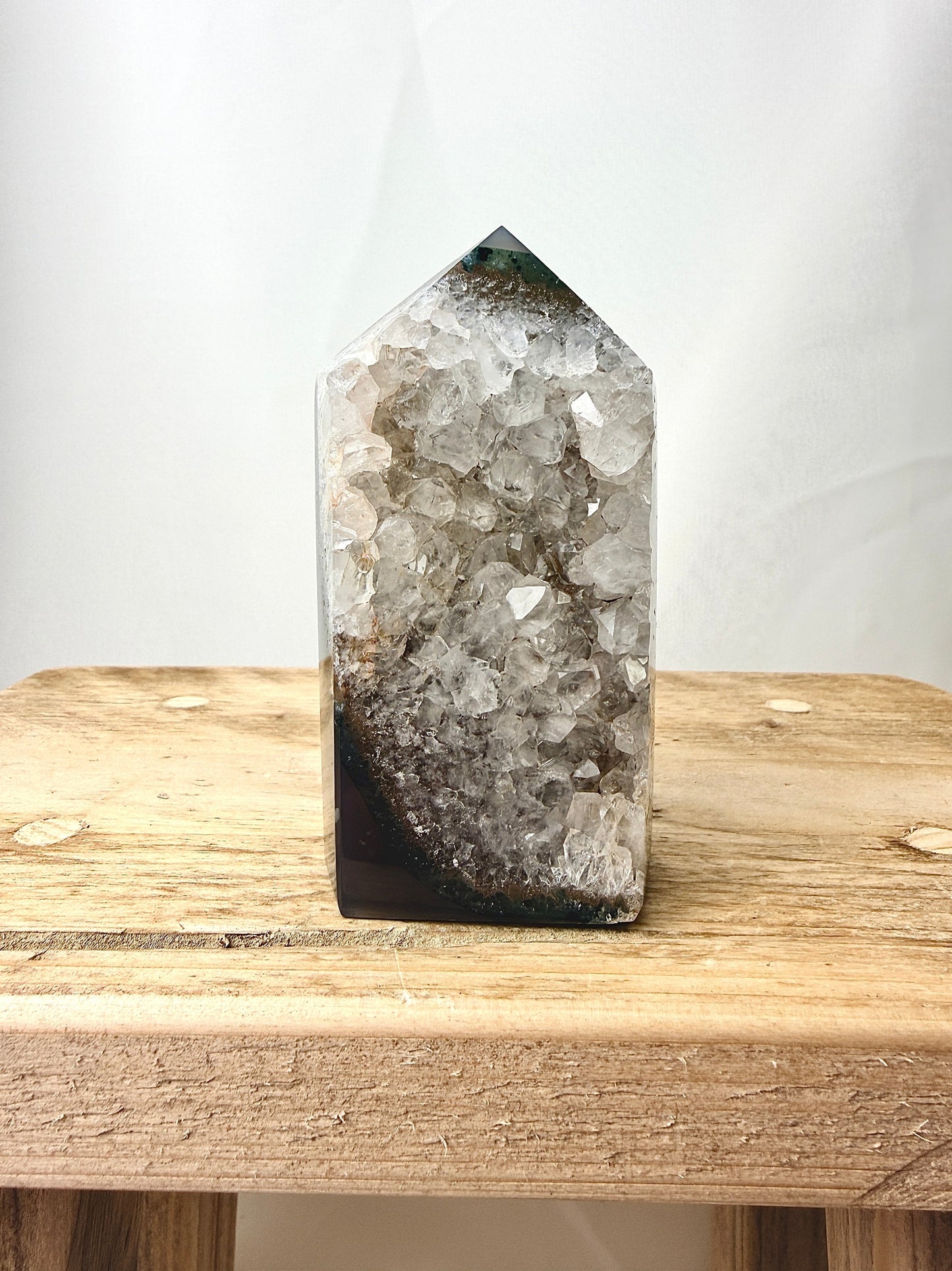 Grey Agate Point - Polished Druzy Crystal Tower - 0.30kg - Brazil (#3)