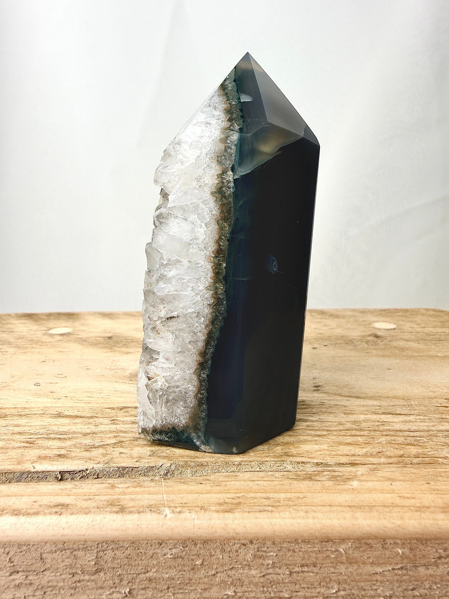 Grey Agate Point - Polished Druzy Crystal Tower - 0.30kg - Brazil (#3)
