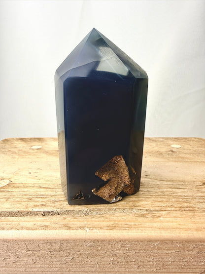 Grey Agate Point - Polished Druzy Crystal Tower - 0.30kg - Brazil (#3)