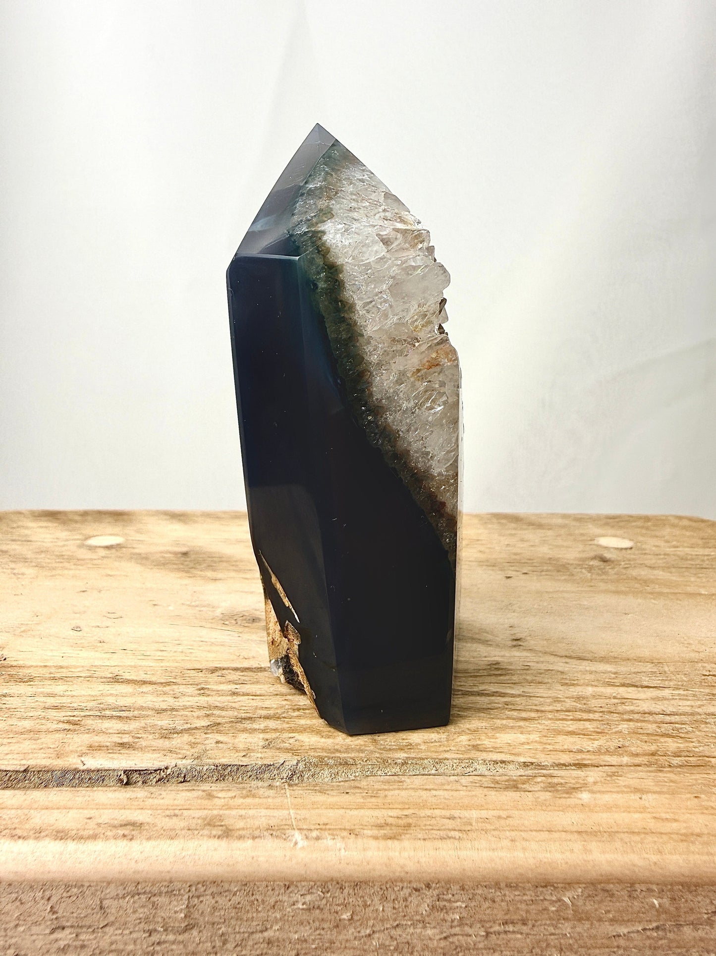 Grey Agate Point - Polished Druzy Crystal Tower - 0.30kg - Brazil (#3)