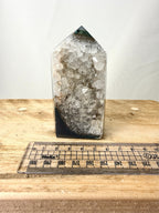 Grey Agate Point - Polished Druzy Crystal Tower (#3)