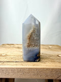 Grey Agate Point - Polished Druzy Crystal Tower (#4)