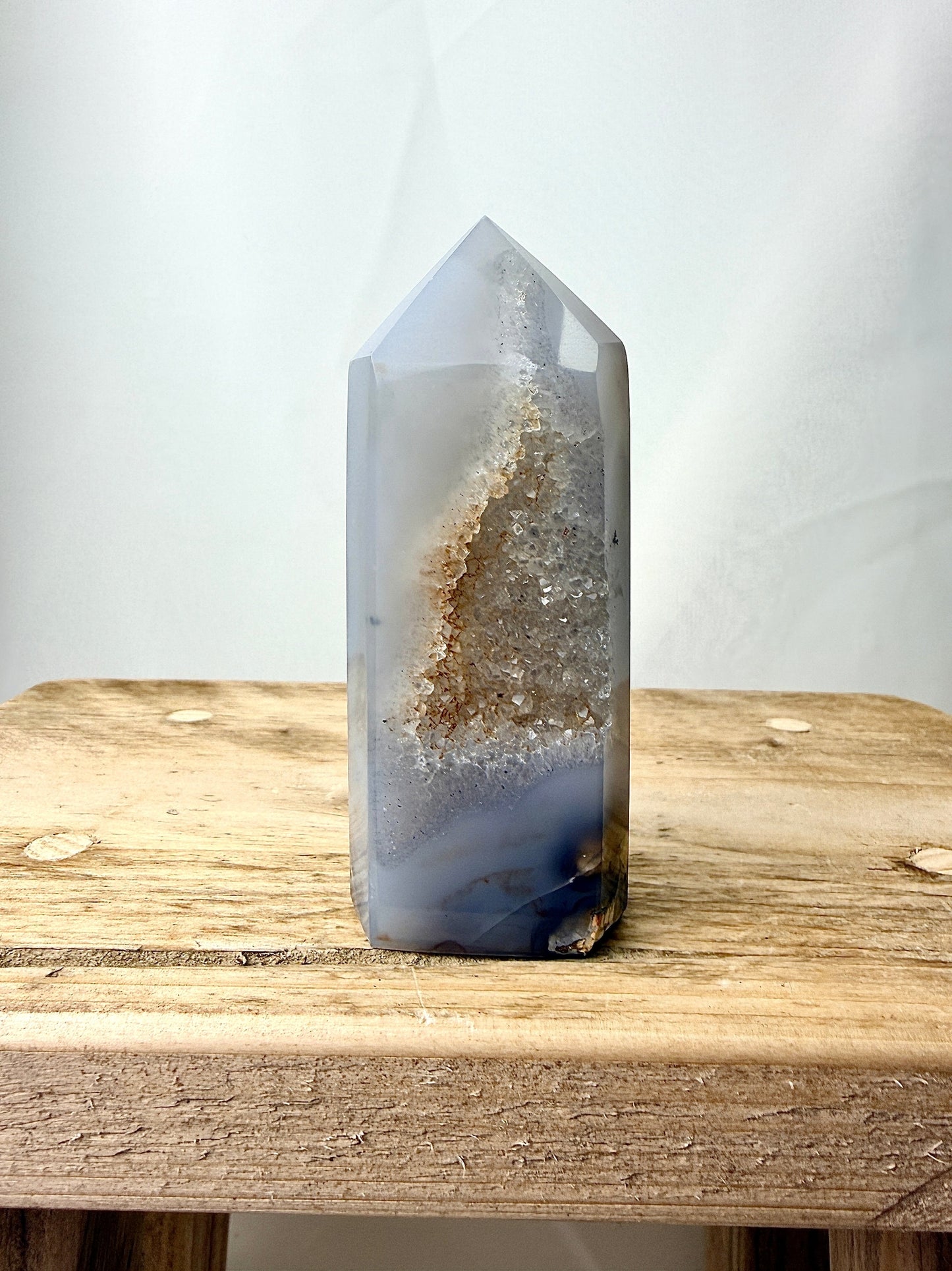 Grey Agate Point - Polished Druzy Crystal Tower - 0.14kg - Brazil (#4)