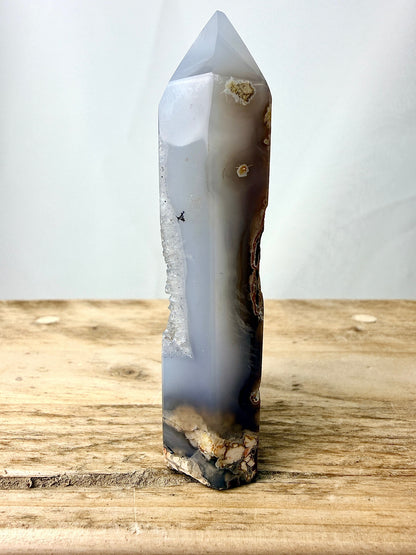 Grey Agate Point - Polished Druzy Crystal Tower - 0.14kg - Brazil (#4)