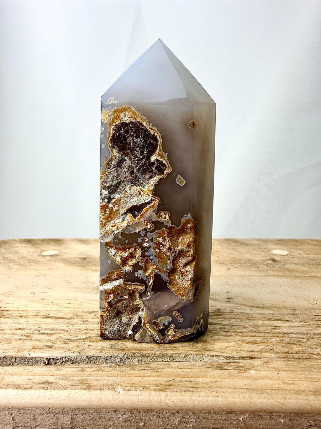 Grey Agate Point - Polished Druzy Crystal Tower (#4)