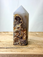Grey Agate Point - Polished Druzy Crystal Tower (#4)