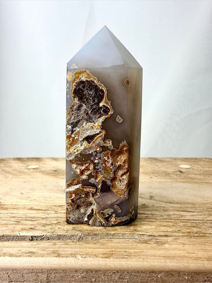 Grey Agate Point - Polished Druzy Crystal Tower - 0.14kg - Brazil (#4)