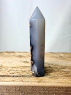 Grey Agate Point - Polished Druzy Crystal Tower (#4)
