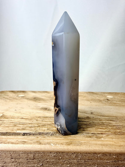 Grey Agate Point - Polished Druzy Crystal Tower - 0.14kg - Brazil (#4)