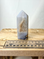 Grey Agate Point - Polished Druzy Crystal Tower (#4)