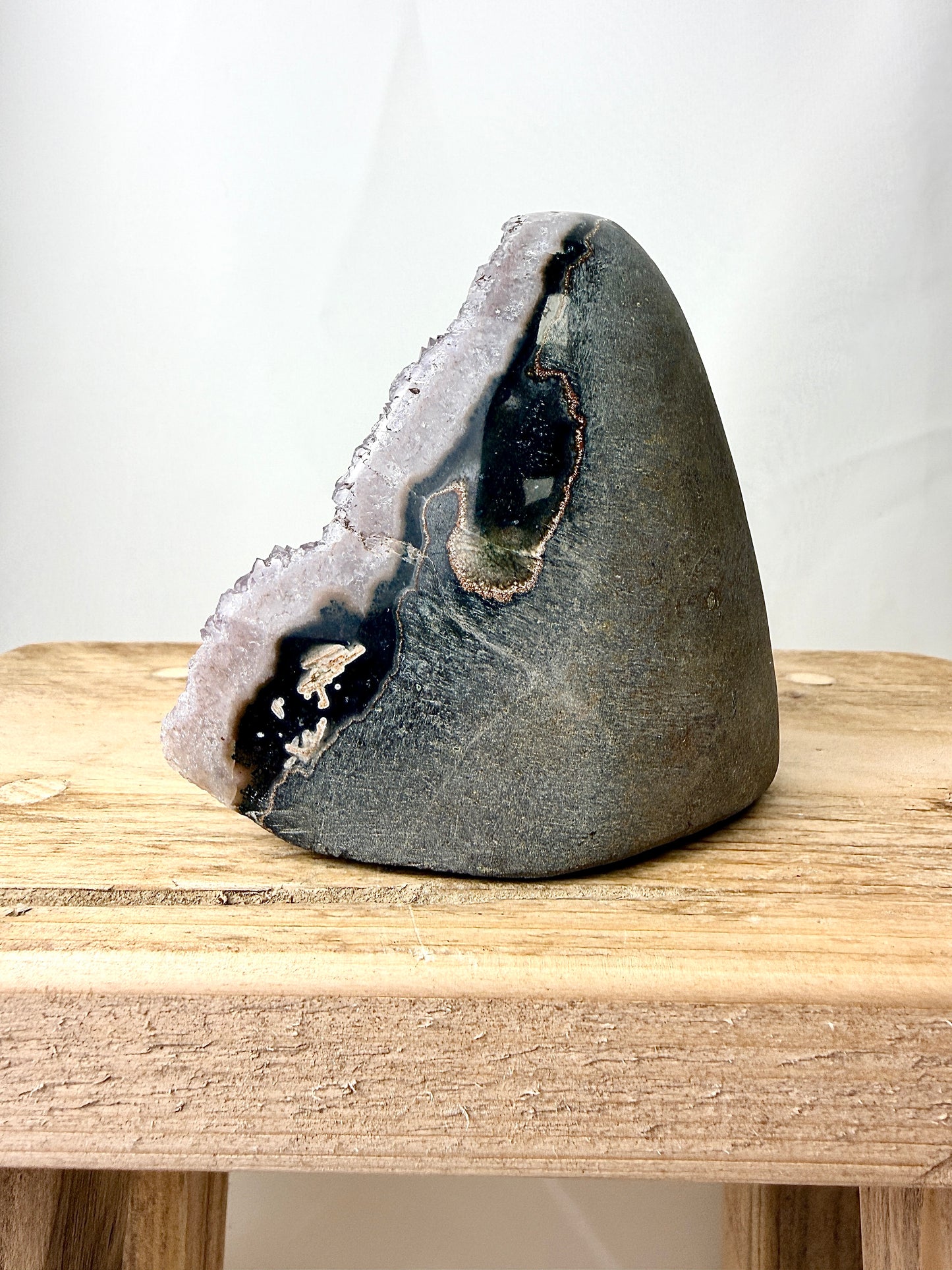 Part-Polished Amethyst Cut Base (#7) - 0.66kg - Brazil