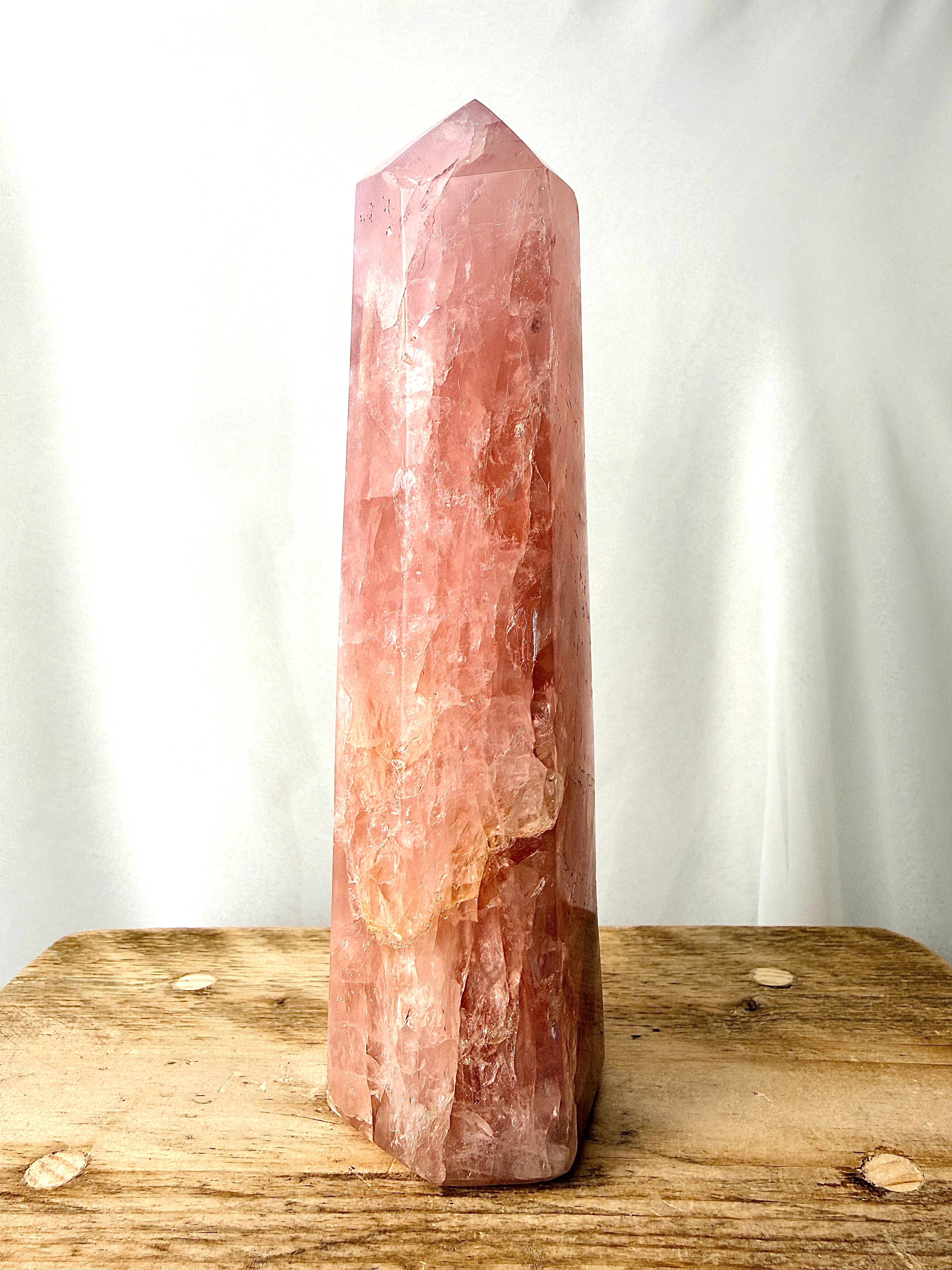 Natural Rose Quartz Crystal Tower