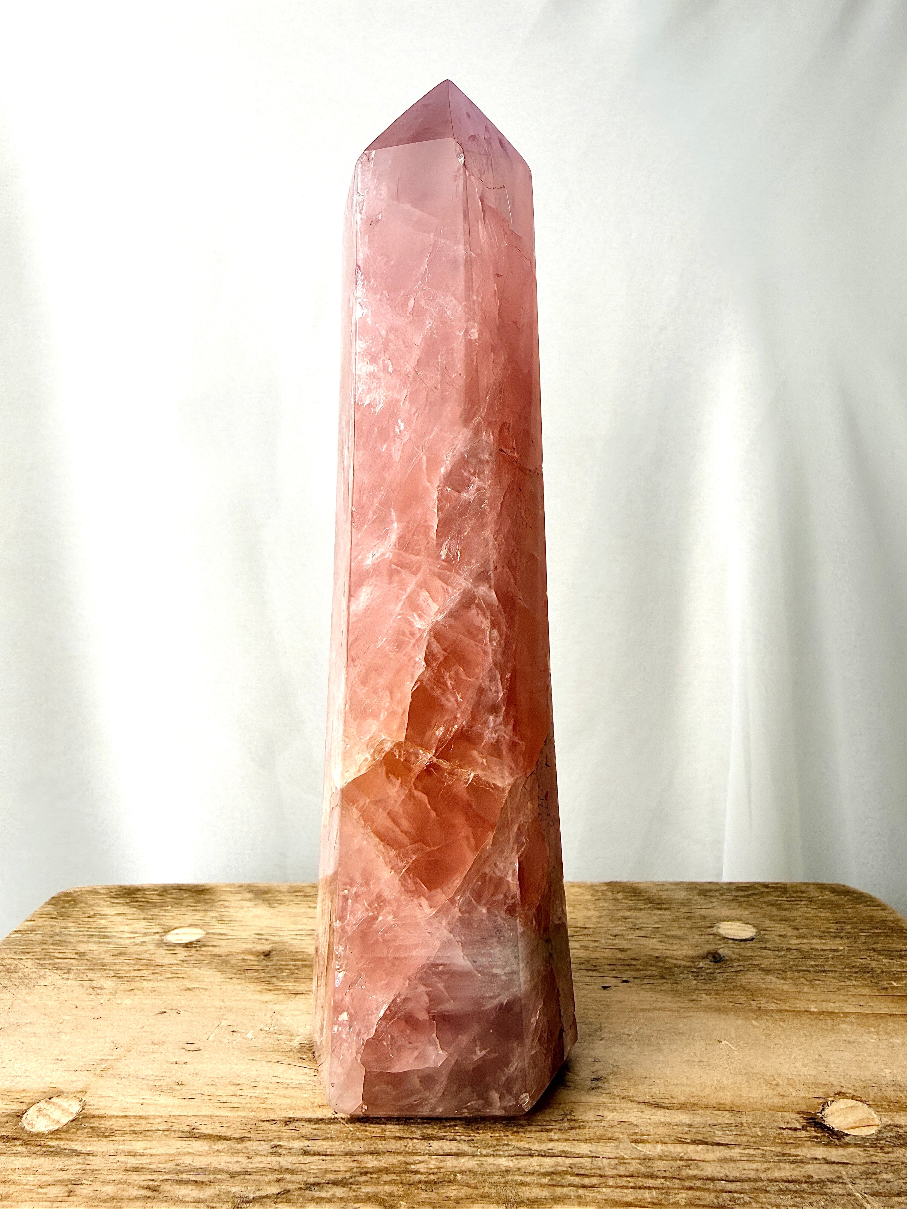 Natural Rose Quartz Crystal Tower